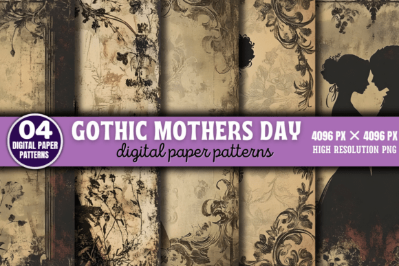 Download Gothic Mothers Day Digital Patterns 5 - Premium Resources