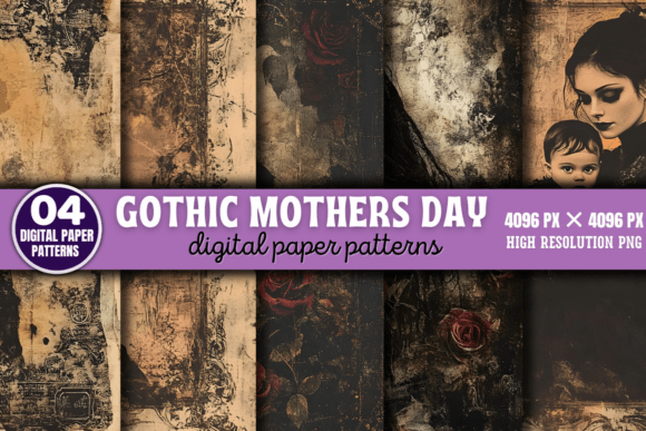 Download Gothic Mothers Day Digital Patterns 4 - Premium Bundle