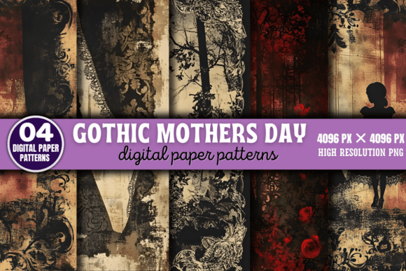 Download Gothic Mothers Day Digital Patterns 8 - Premium Resources