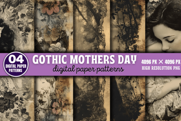 Download Gothic Mothers Day Digital Patterns 7 - Premium Resources