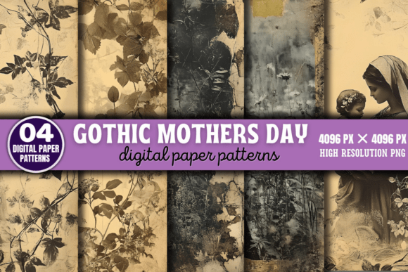 Download Gothic Mothers Day Digital Patterns 1 - Premium Bundle