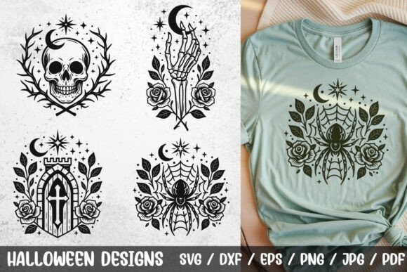 Download Gothic Halloween Skull &amp; Spider Web SVG - Spider web svg Collection